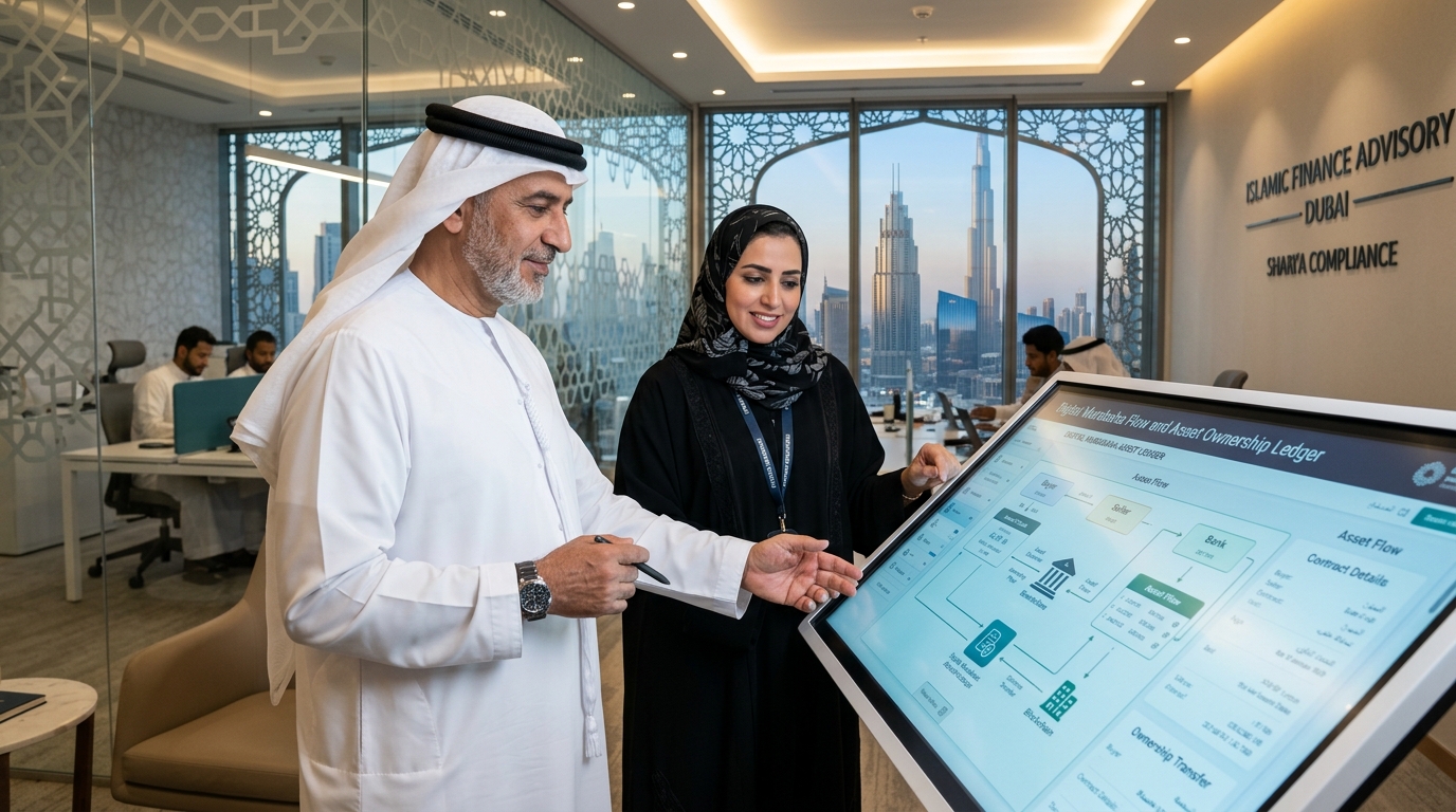 Islamic Financial Engineering & Sharia Governance | Al Rajhi corporate banking and Sharia compliance leadership reviewing digital financing frameworks